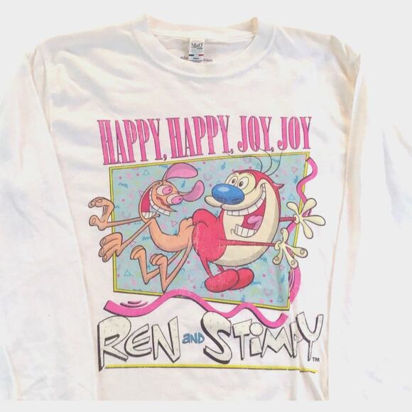 Ren and Stimpy Happy Joy Shirt Long Sleeve Size Small NWT - Picture 2 of 3